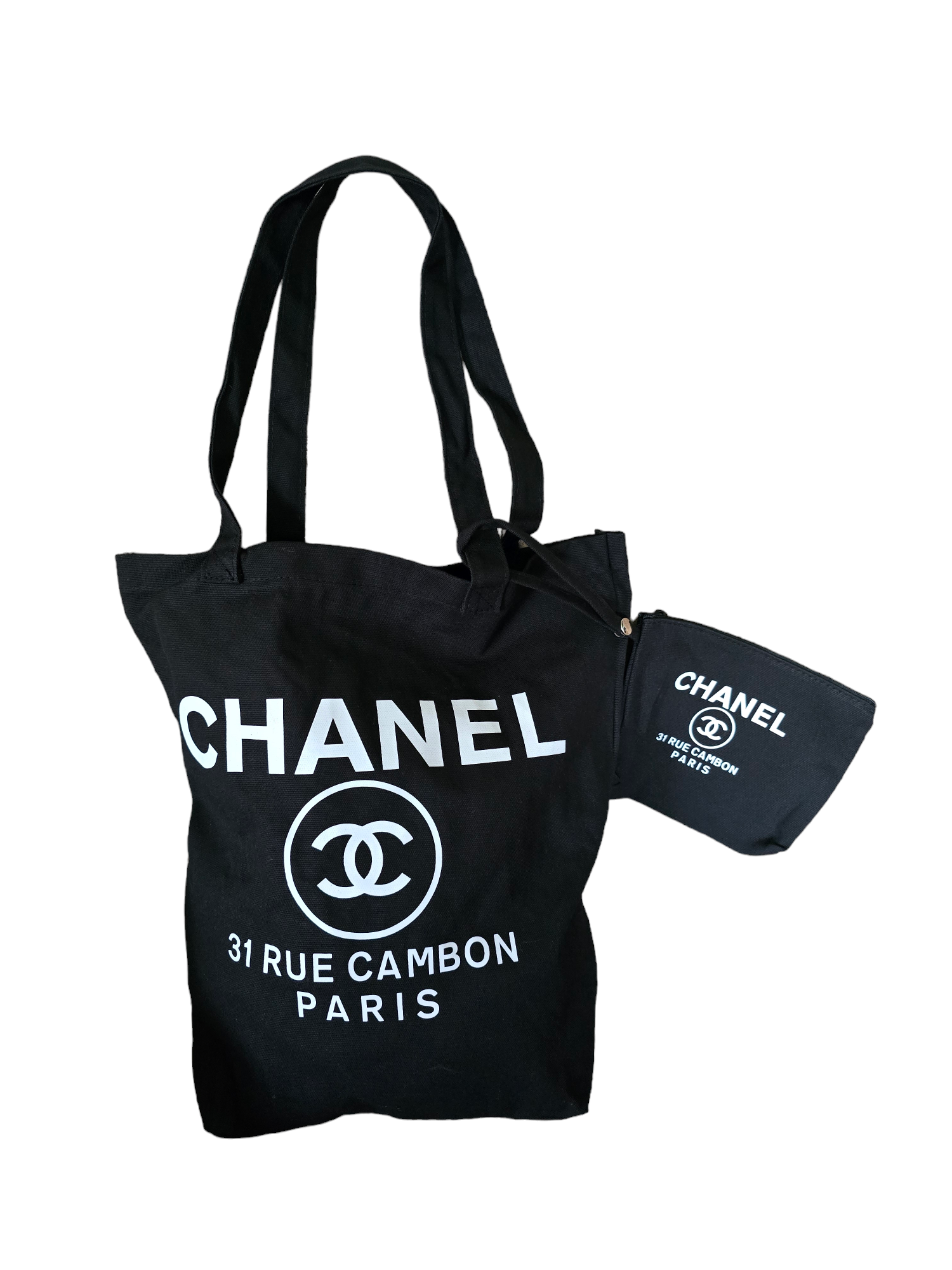 Authentic  Chanel VIP Gift Canvas Tote Bag With Small Pouch
